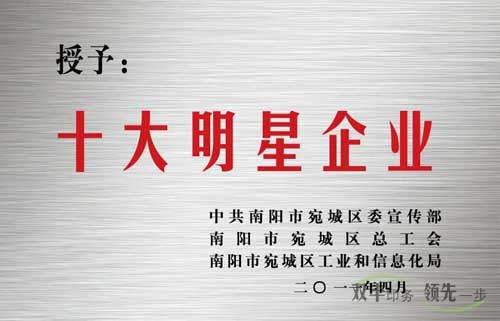 南陽市雙豐印務有限公司十大明星企業(yè)